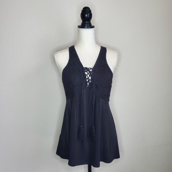 BCBG Black Crochet Tank Top Small - Picture 1 of 10